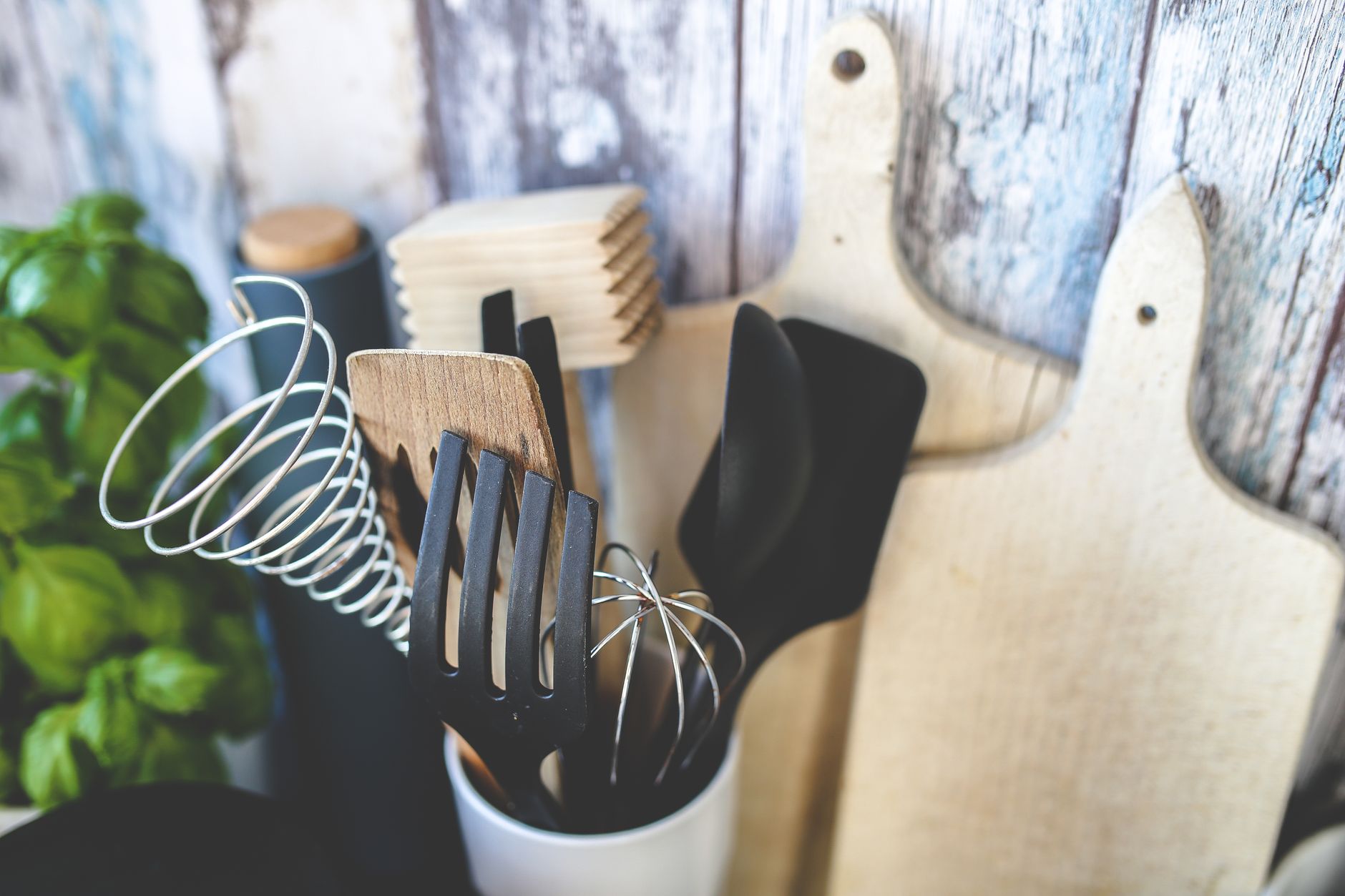 cooking utensils in a container